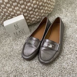 Coach Silver Leather Loafers